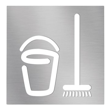 Piktograma Valymo patalpa 12x12 cm nerūdijančio plieno/sidabrinė