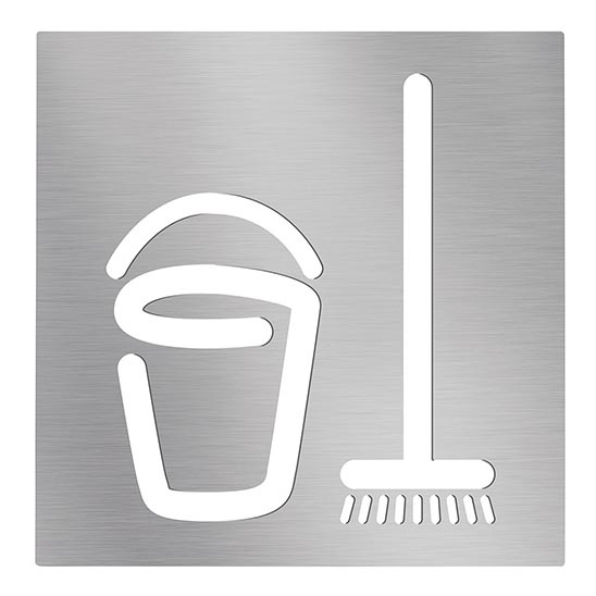 Piktograma Valymo patalpa 12x12 cm nerūdijančio plieno/sidabrinė