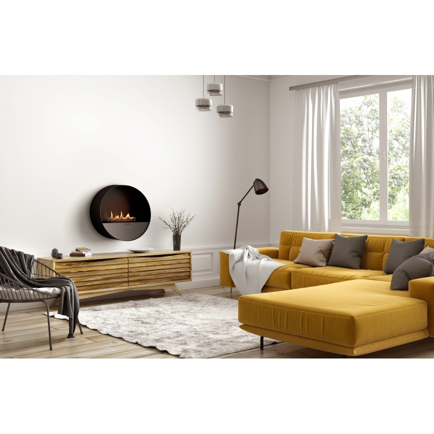 Planika - BIO židinys su nuotolinio valdymo pultu 72,6x65 cm 2,5kW/230V juodas