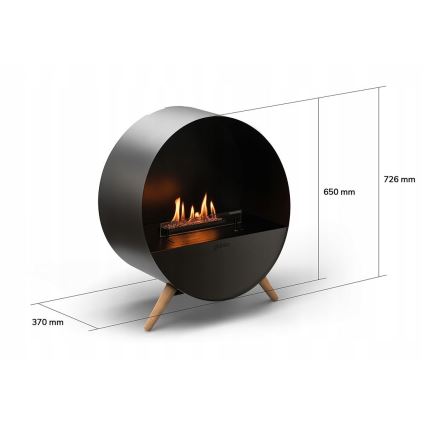 Planika - BIO židinys su nuotolinio valdymo pultu 72,6x65 cm 2,5kW/230V juodas
