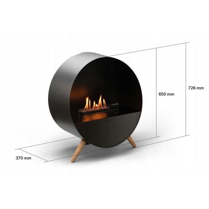 Planika - BIO židinys su nuotolinio valdymo pultu 72,6x65 cm 2,5kW/230V juoda