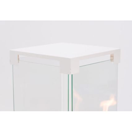 Planika - Lauko dujinis židinys 142x36 cm 8kW baltas + apsauginis gaubtas