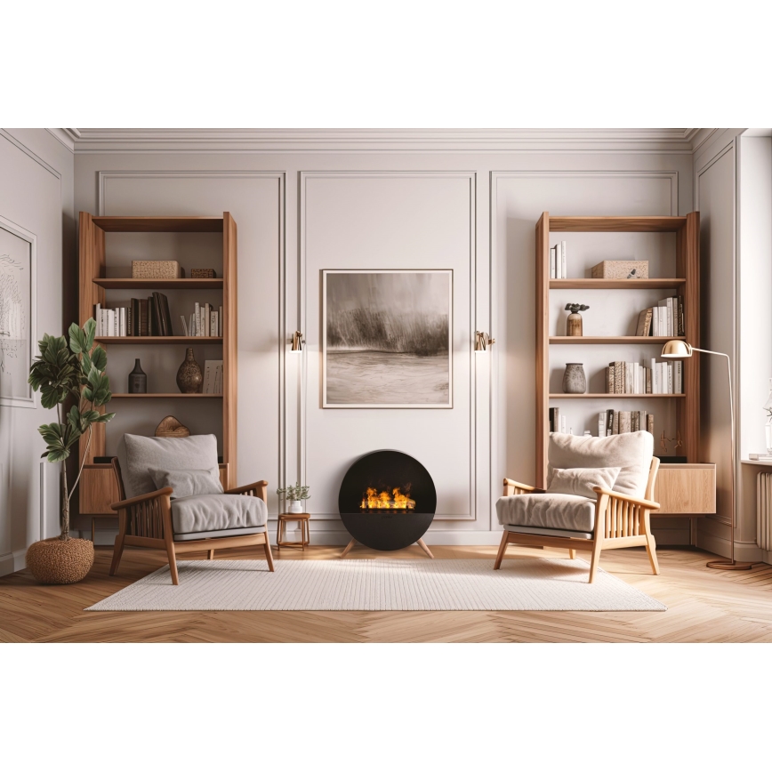 Planika - Vandens garų židinys su nuotolinio valdymo pultu 72,9x65,3 cm 125W/230V juoda