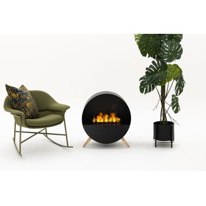 Planika - Vandens garų židinys su nuotolinio valdymo pultu 72,9x65,3 cm 125W/230V juoda