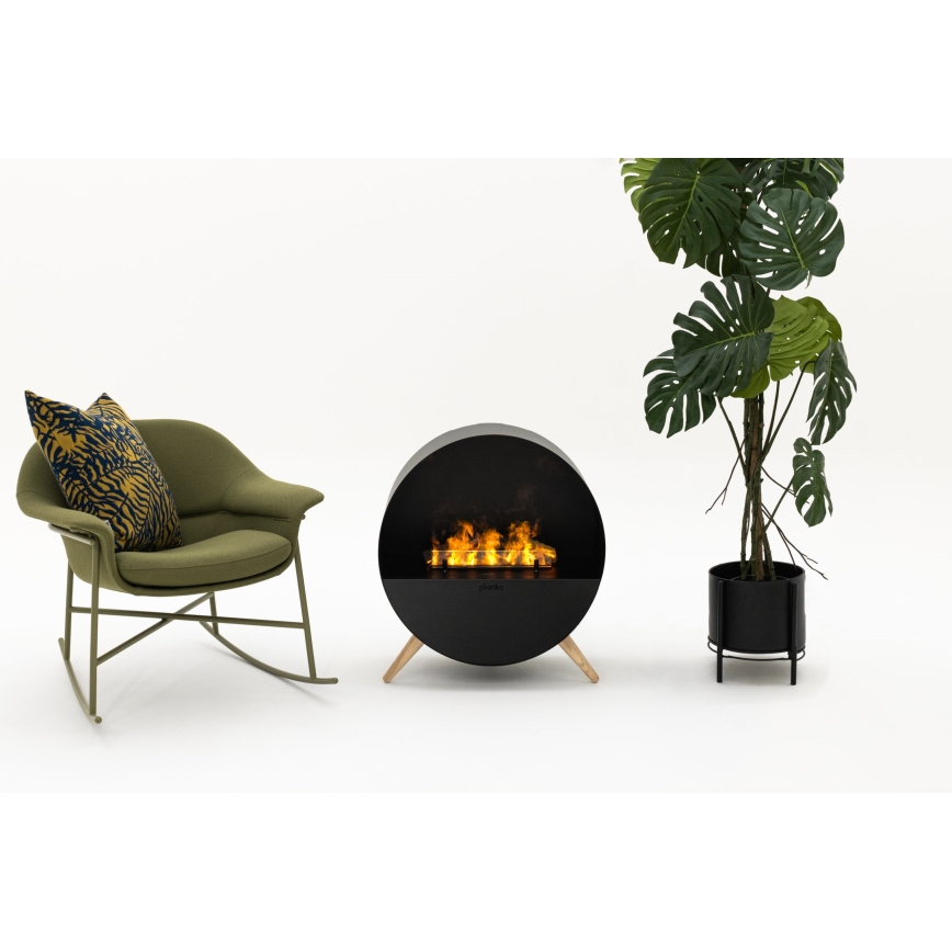 Planika - Vandens garų židinys su nuotolinio valdymo pultu 72,9x65,3 cm 125W/230V juoda