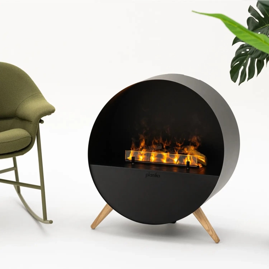 Planika - Vandens garų židinys su nuotolinio valdymo pultu 72,9x65,3 cm 125W/230V juoda