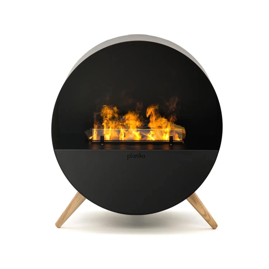 Planika - Vandens garų židinys su nuotolinio valdymo pultu 72,9x65,3 cm 125W/230V juoda