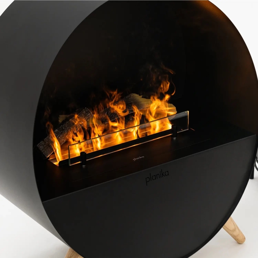 Planika - Vandens garų židinys su nuotolinio valdymo pultu 72,9x65,3 cm 125W/230V juoda