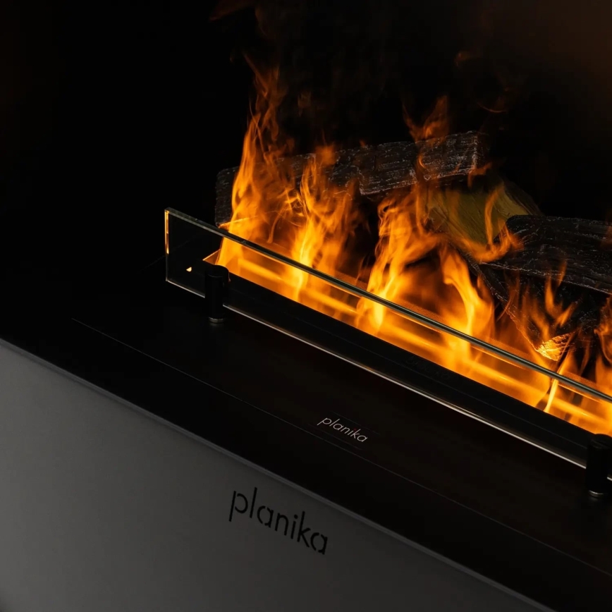 Planika - Vandens garų židinys su nuotolinio valdymo pultu 72,9x65,3 cm 125W/230V juoda