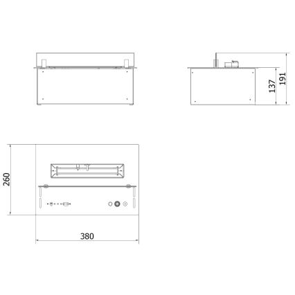 Planika - Įmontuotas BIO židinys su nuotolinio valdymo pultu 19,1x38 cm 2,5kW/230V juoda