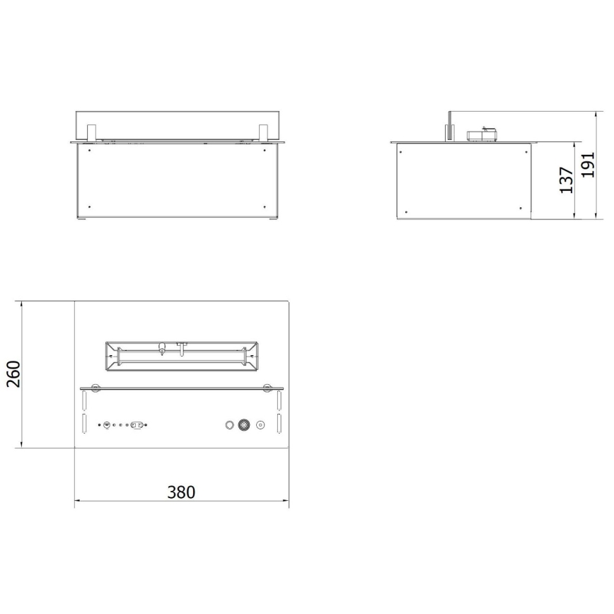 Planika - Įmontuojamas BIO židinys su nuotolinio valdymo pultu 19,1x38 cm 2,5kW/230V juodas