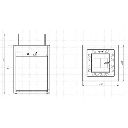 Planika - Lauko dujos židinys 79,7x48 cm 10kW juodas + apsauginis dangtelis