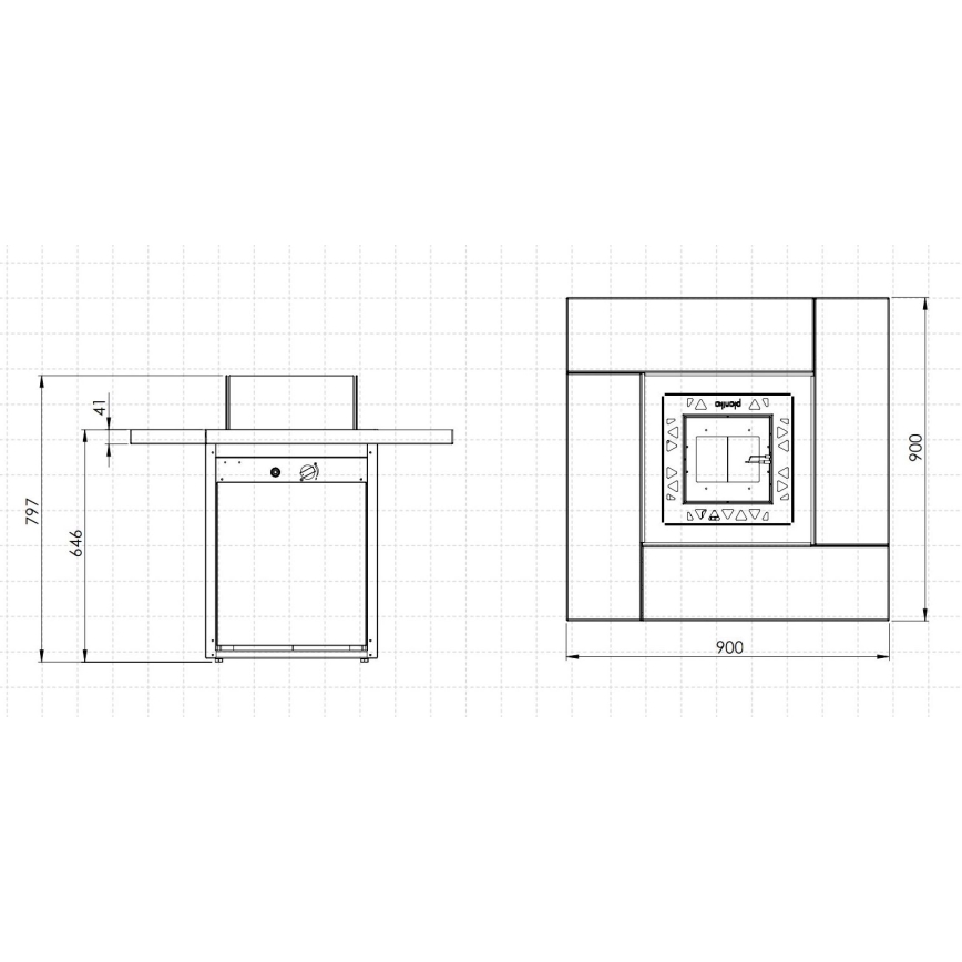 Planika - Lauko dujos židinys 79,7x90 cm 10kW juodas + apsauginis dangtelis