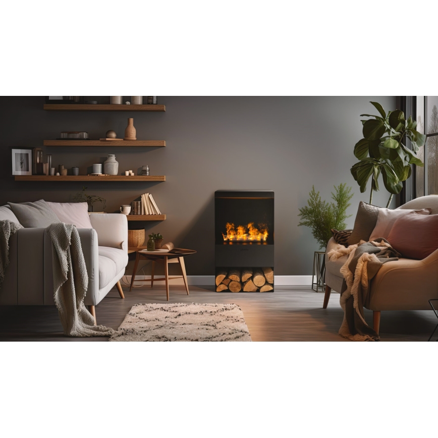 Planika - Vandens garų židinys su nuotolinio valdymo pultu 83x48 cm 125W/230V juodas