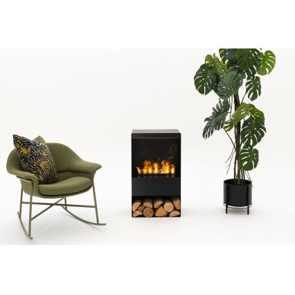 Planika - Vandens garų židinys su nuotolinio valdymo pultu 83x48 cm 125W/230V juodas