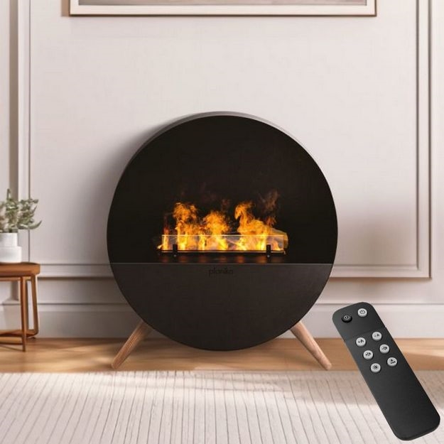 Planika - Vandens garų židinys su nuotolinio valdymo pultu 72,9x65,3 cm 125W/230V juoda