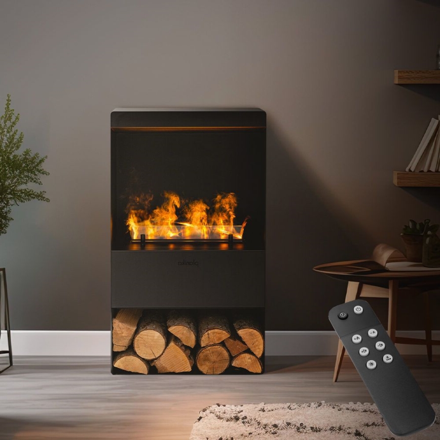 Planika - Vandens garų židinys su nuotolinio valdymo pultu 83x48 cm 125W/230V juodas