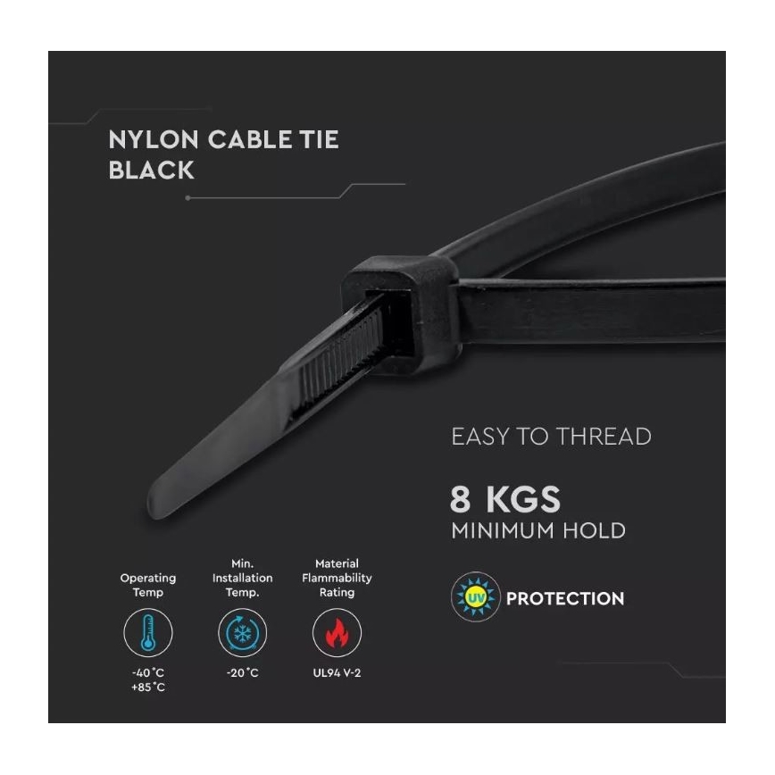 Plastikiniai užtraukiami dirželiai 2,5x150mm 100vnt juoda