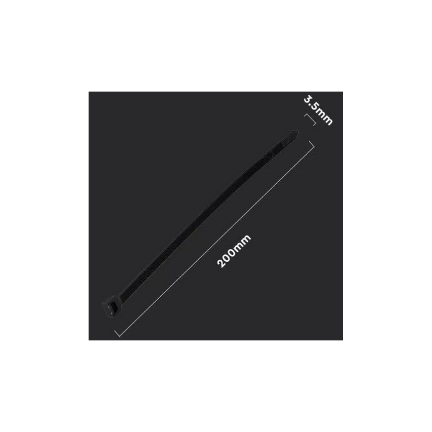 Plastikiniai užtraukiami dirželiai 3,5x200mm 100vnt juodas