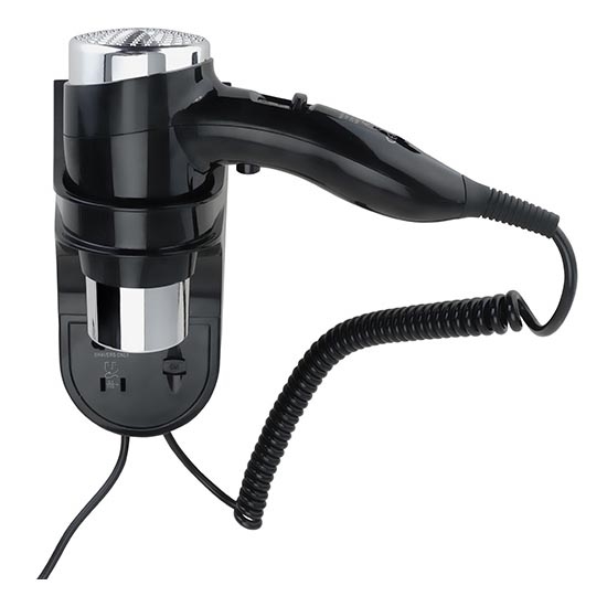 Plaukų džiovintuvas su laikikliu, 11x24 cm, sidabro/juodos spalvos