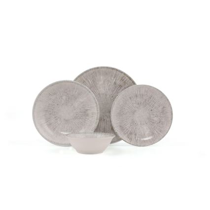 Porcelianinis stalo indų rinkinys, 24 vnt., pilkas