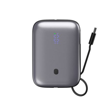 Power Bank 10000 mAh 20W Power Delivery Kompaktiškas su integruotu 1 m ilgio susukamu USB-C kabeliu juodas
