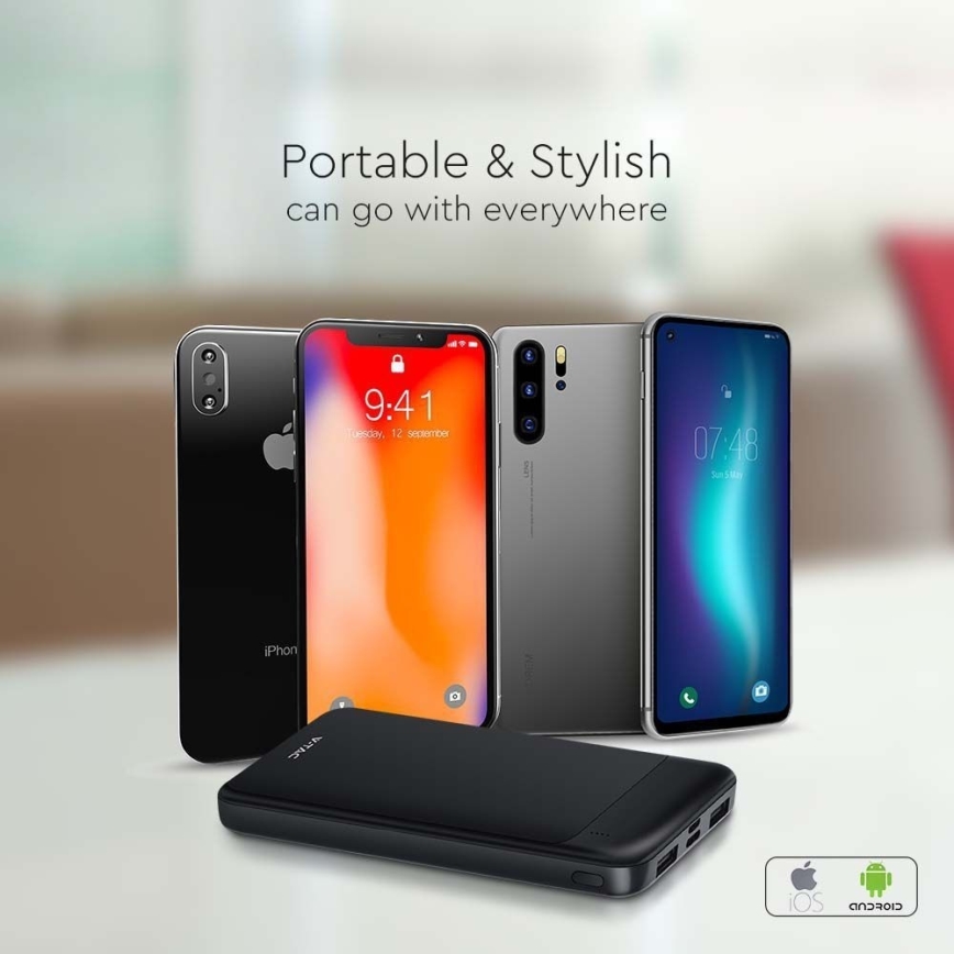 Power Bank su Power Delivery 10000mAh/22,5W/5V juoda