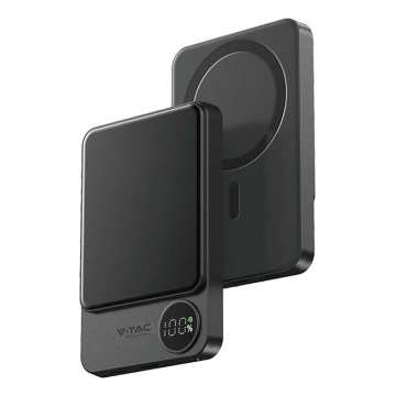 Power Bank su ekranu ir belaidžiu įkrovimu Power Delivery 10000mAh/20W/5V juoda