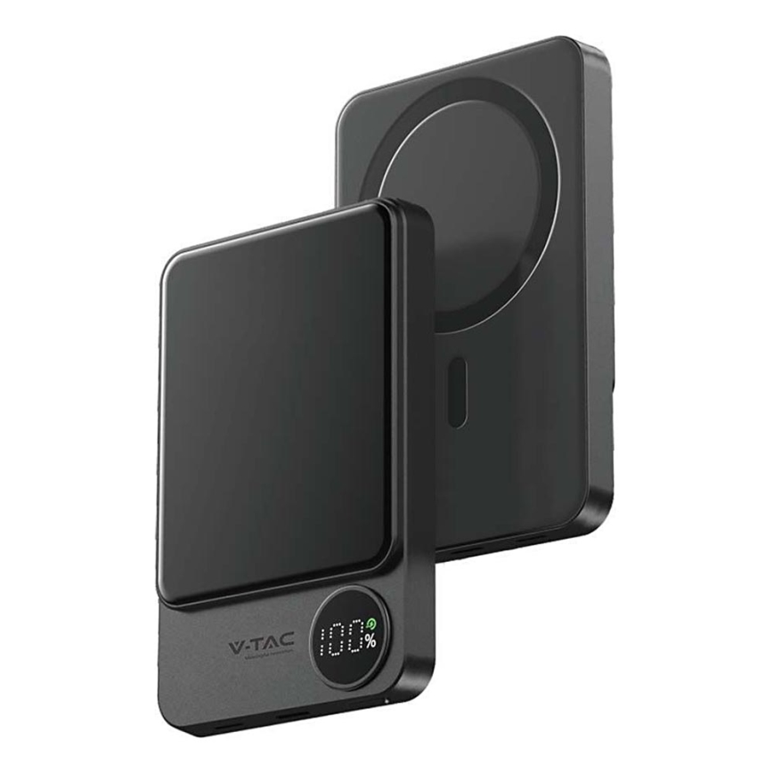 Power Bank su ekranu ir belaidžiu įkrovimu Power Delivery 10000mAh/20W/5V juoda