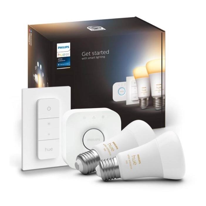 Pradinis paketas Philips Hue WHITE AMBIANCE 2xE27/8W/230V + sujungimo įrenginys