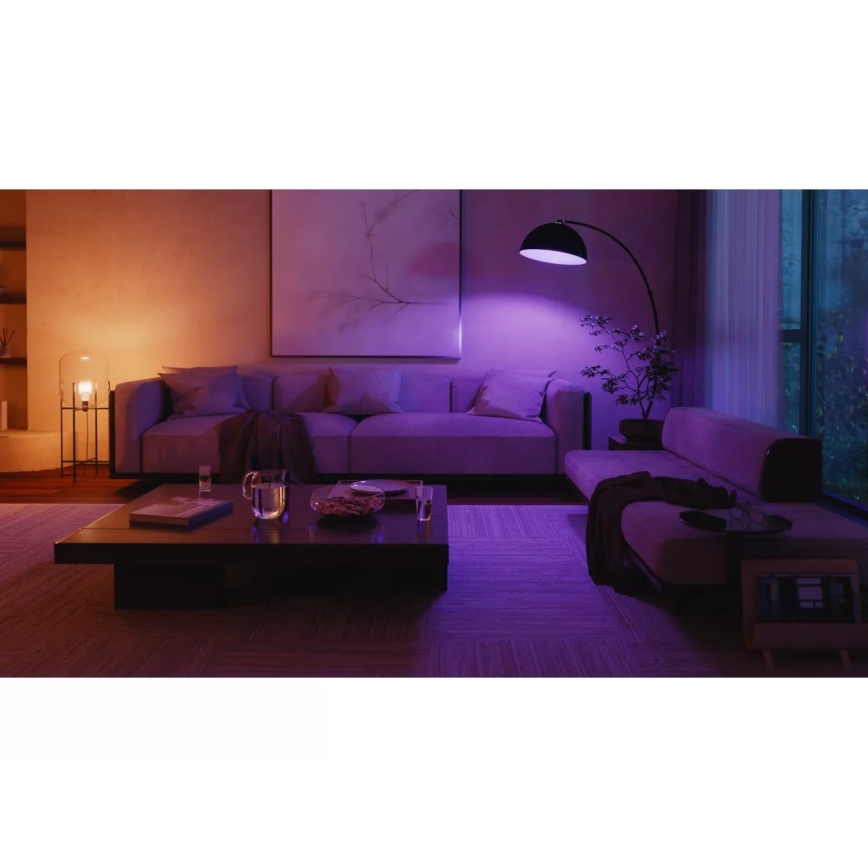 Philips Hue WHITE AND COLOR AMBIANCE pagrindinis rinkinys — 3× E27, 8,1 W, 1000–20000 K + Hue Bridge ir dimerio jungiklis