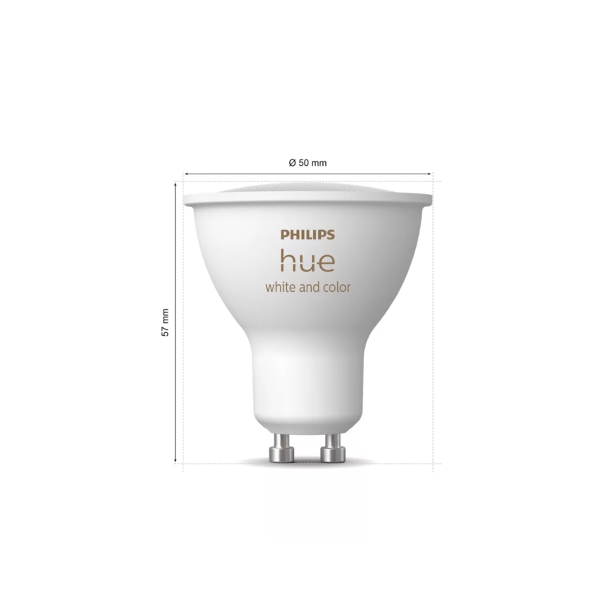 Pradžios rinkinys Philips Hue WHITE AND COLOR AMBIANCE 3xGU10/4,2W 2000-6500K + Hue bridge ir dimerio jungiklis