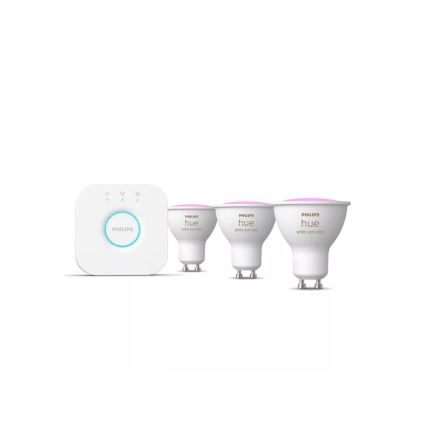 Philips Hue WHITE AND COLOR AMBIANCE pradinis rinkinys 3xGU10/4,2W/230V 2200-6500K + Hue bridge