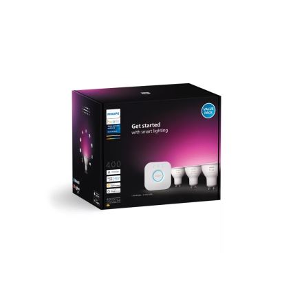 Philips Hue WHITE AND COLOR AMBIANCE pradinis rinkinys 3xGU10/4,2W/230V 2200-6500K + Hue bridge