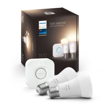 Pradinis rinkinys Philips Hue WHITE 2xE27/9,5W 2700K + Hue bridge