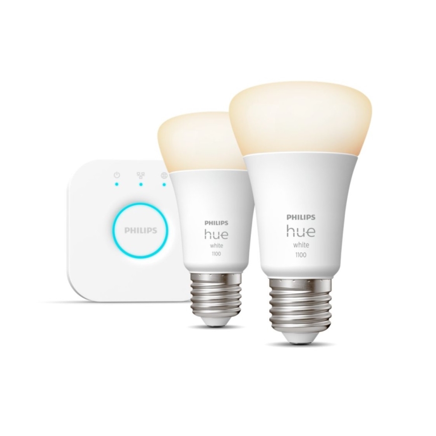Pradinis rinkinys Philips Hue WHITE 2xE27/9,5W 2700K + Hue bridge
