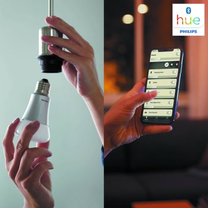Philips Hue WHITE AMBIANCE pradinis komplektas 2xE27/8W/230V + Hue Bridge ir dimerio jungiklis
