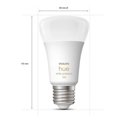 Philips Hue WHITE AMBIANCE pradinis komplektas 2xE27/8W/230V + Hue Bridge ir dimerio jungiklis