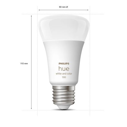 Philips Hue WHITE AND COLOR AMBIANCE pradinis rinkinys 2xE27/9W/230V 2200-6500K + išmanusis lizdas, Hue bridge ir šviesos reguliatorius