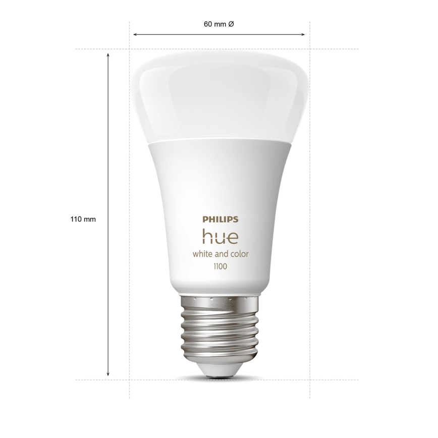 Philips Hue WHITE AND COLOR AMBIANCE pradinis rinkinys 2xE27/9W/230V 2200-6500K + išmanusis lizdas, Hue bridge ir šviesos reguliatorius