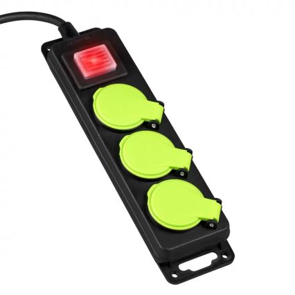 Prailginimo kabelis su jungikliu, 3 lizdai, 10 m, IP44