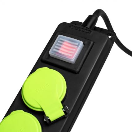 Prailginimo kabelis su jungikliu, 3 lizdai, 10 m, IP44