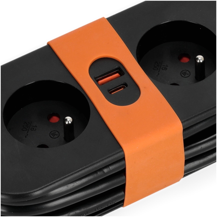 Prailginimo laidas 2Z + 2xUSB 1,4 m juoda