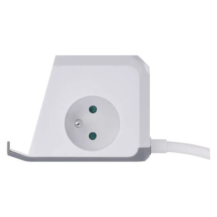 Prailginimo laidas kubas su belaidžiu įkrovimu QI 2Z +2xUSB-A+1xUSB-C 2m balta