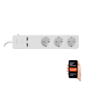 Prailginimo laidas SMART su jungikliu 1,5m + 2xUSB/Wi-Fi Tuya SCHUKO