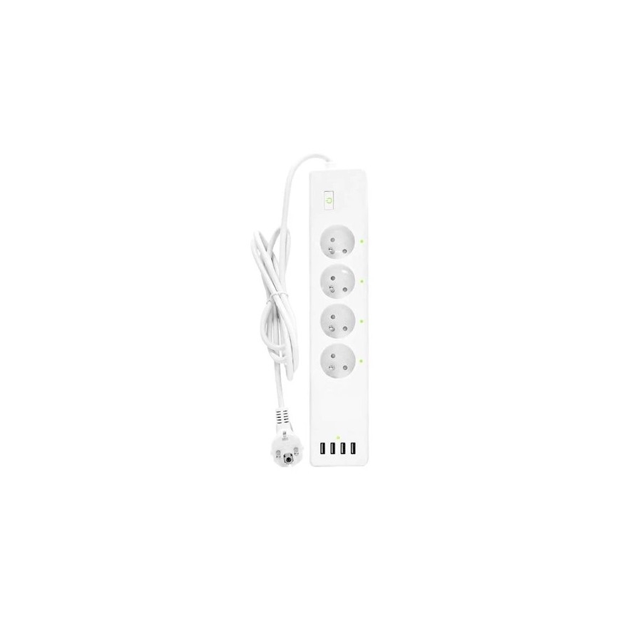 Prailginimo laidas su jungikliu SMART 1,8 m 4Z + 4xUSB Wi-Fi Tuya