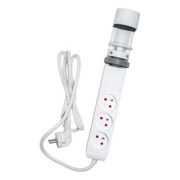 Prailginimo laidas su tvirtinimu prie stalo, 3 lizdų, Tipas E, 2x USB-A + 1x USB-C, 1,5 m, balta