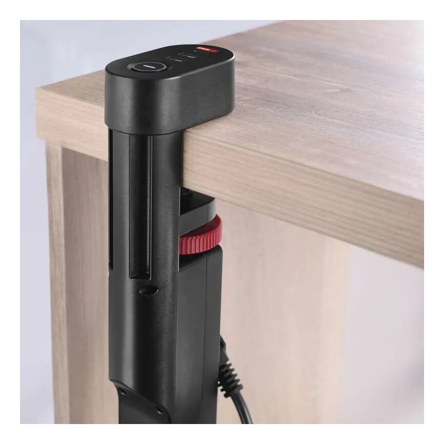 Prailginimo laidas su tvirtinimu prie stalo 3Z + 3xUSB 1,5m juodas