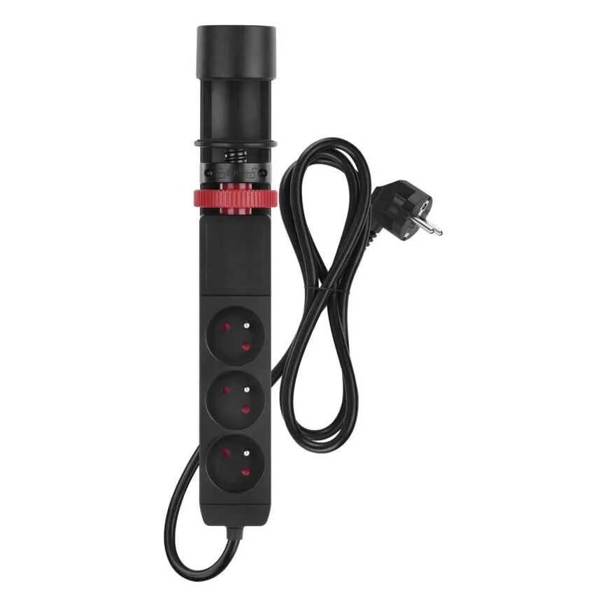 Prailginimo laidas su tvirtinimu prie stalo 3Z + 3xUSB 1,5m juodas