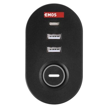Prailginimo laidas su tvirtinimu prie stalo 3Z + 3xUSB 1,5m juodas